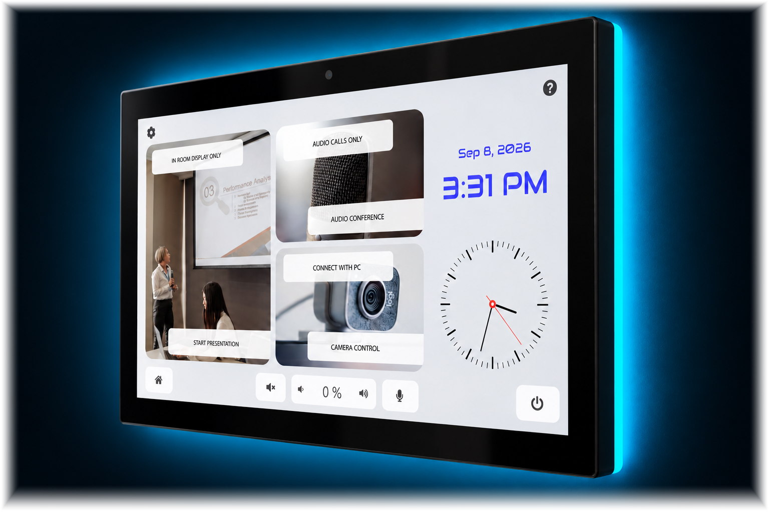 AVS-10 touch panel running an AVstudio control interface