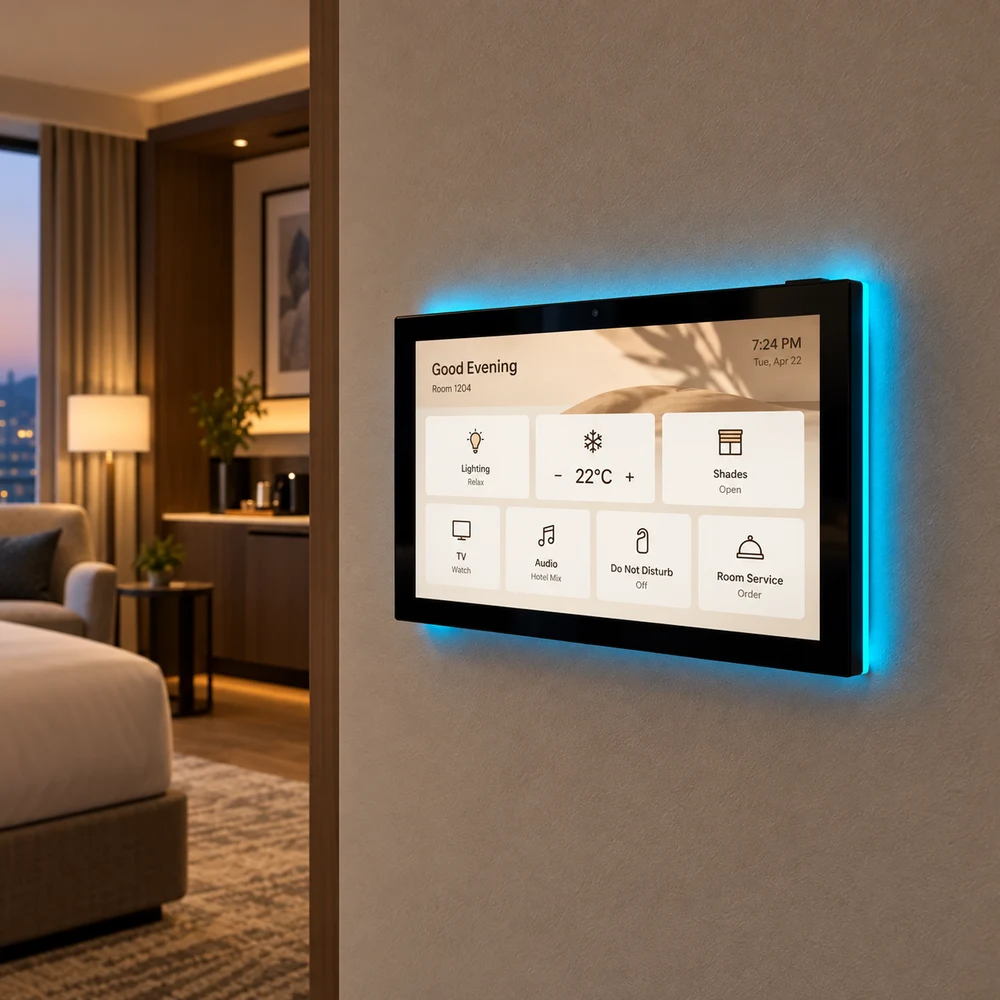 Complete AVS Touch Panel with a custom hospitality interface